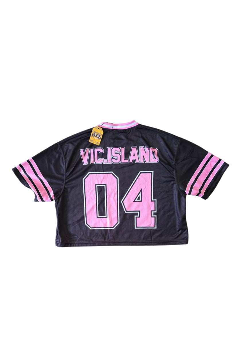 Endz Lagos Chopped Top Jersey - Black and Pink - Vic Island
