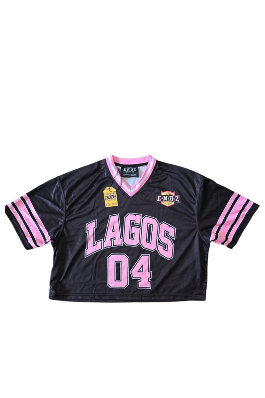 Endz Lagos Chopped Top Jersey - Black and Pink - Vic Island
